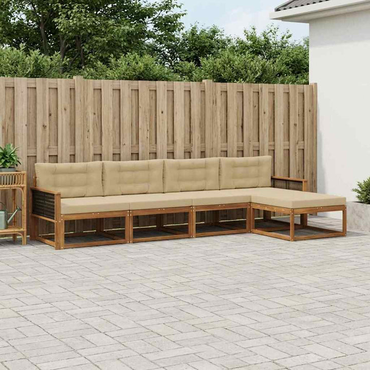 Udendørs sofagruppe med pude 5 pcs Naturlig og Beige