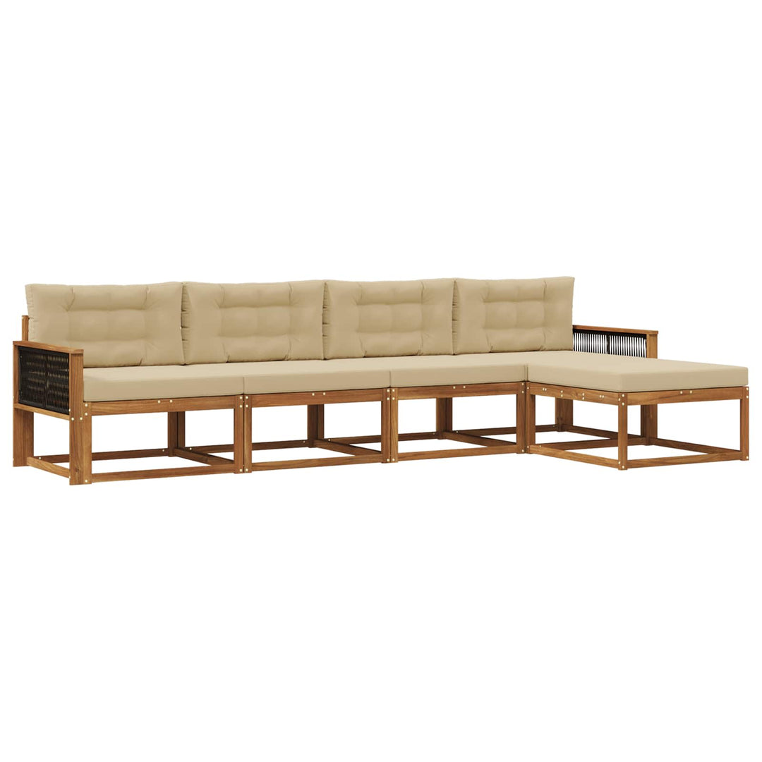 Udendørs sofagruppe med pude 5 pcs Naturlig og Beige
