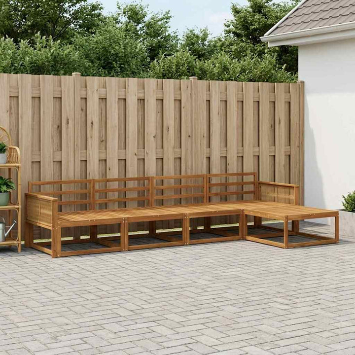 Udendørs sofagruppe 5 pcs Naturfarvet Massivt Akacietræ