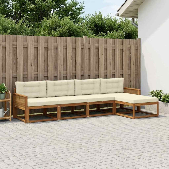 Udendørs sofagruppe med pude 5 pcs Naturlig og Fløde