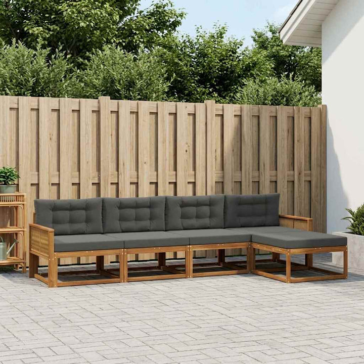 Udendørs sofagruppe med pude 5 pcs Naturlig og Antracit
