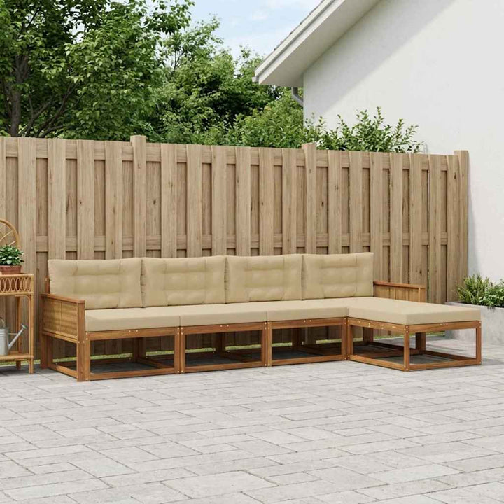 Udendørs sofagruppe med pude 5 pcs Naturlig og Beige