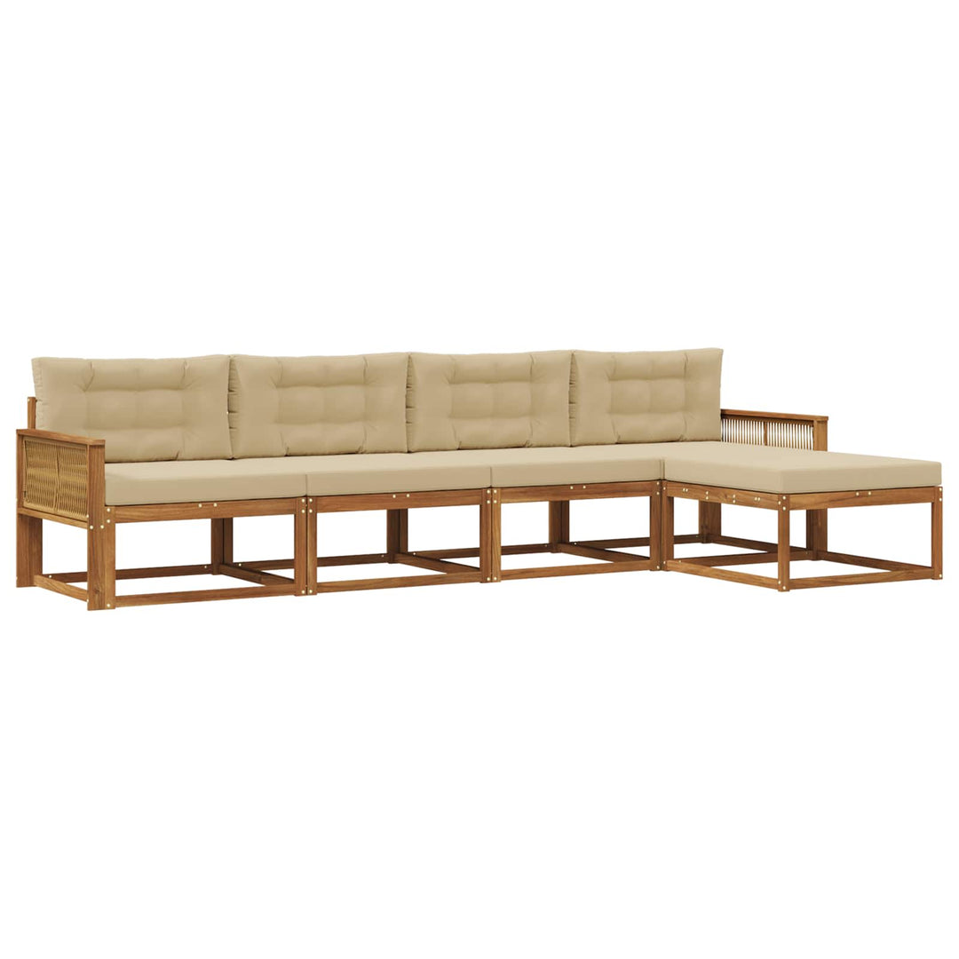 Udendørs sofagruppe med pude 5 pcs Naturlig og Beige