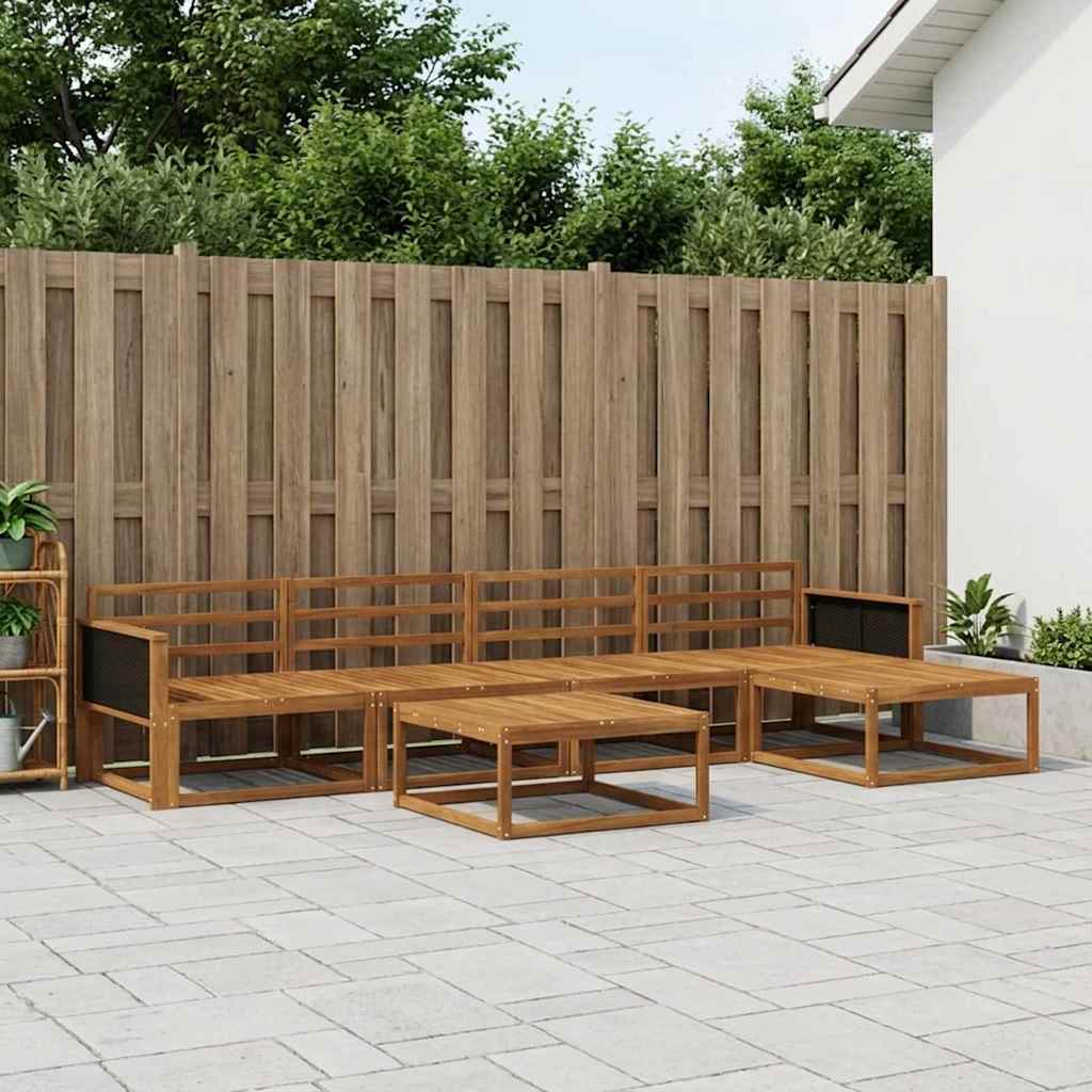 Udendørs sofagruppe 6 pcs Naturfarvet Massivt Akacietræ