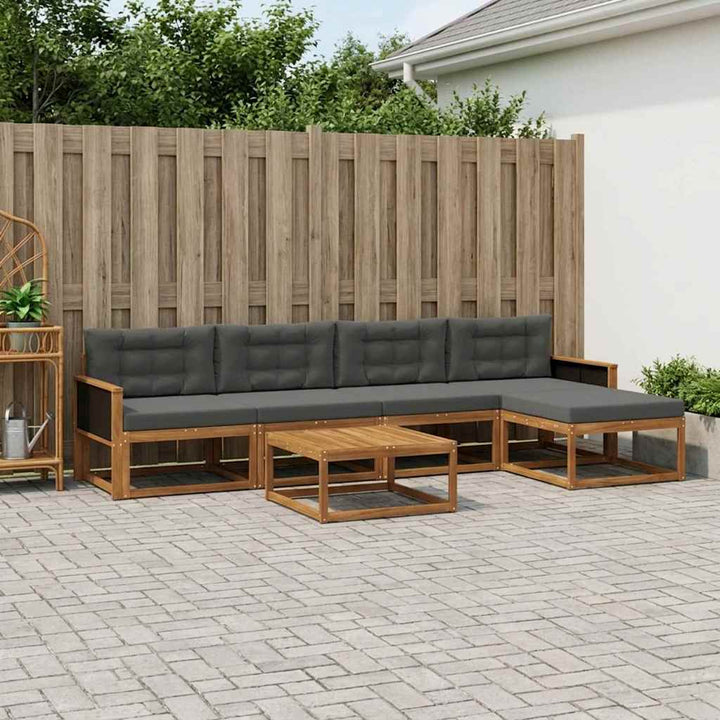 Udendørs sofagruppe med pude 6 pcs Naturlig og Antracit