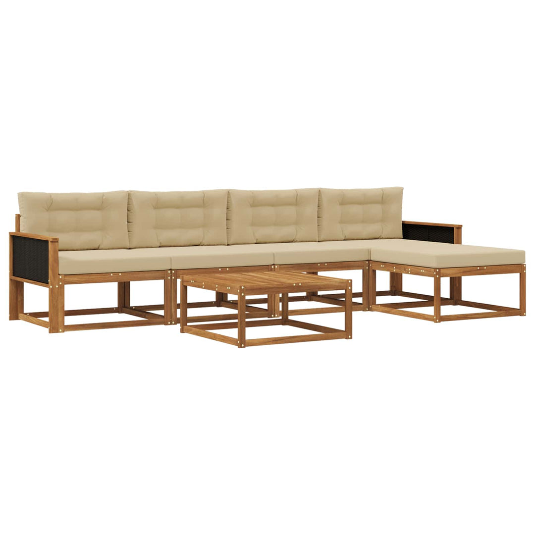 Udendørs sofagruppe med pude 6 pcs Naturlig og Beige