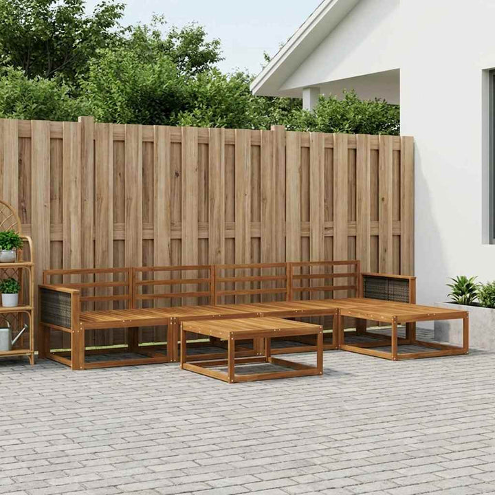 Udendørs sofagruppe 6 pcs Naturfarvet Massivt Akacietræ