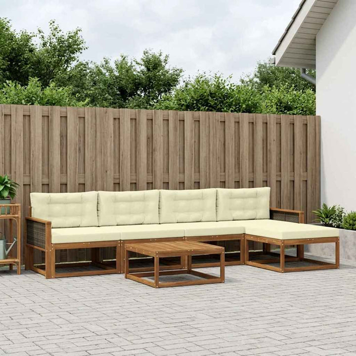 Udendørs sofagruppe med pude 6 pcs Naturlig og Fløde