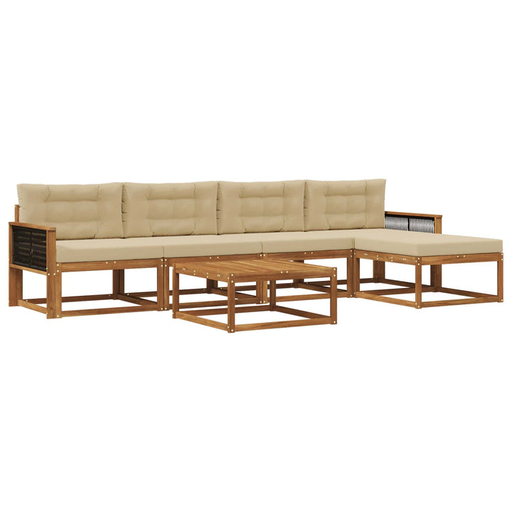 Udendørs sofagruppe med pude 6 pcs Naturlig og Beige