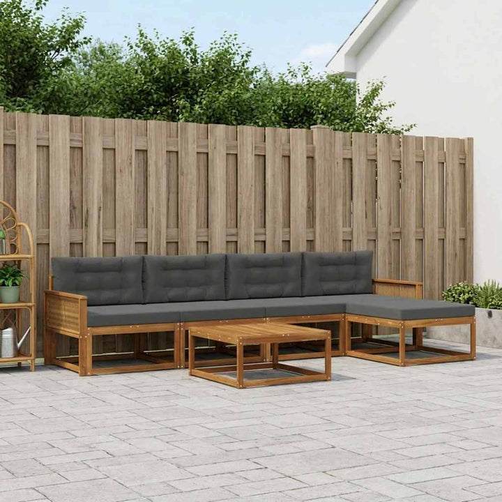 Udendørs sofagruppe med pude 6 pcs Naturlig og Antracit