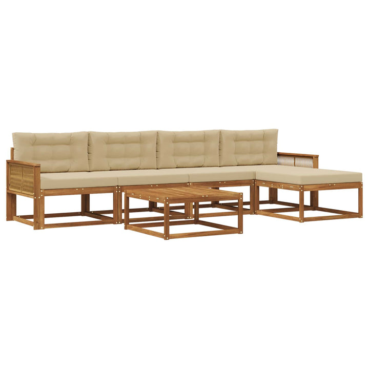 Udendørs sofagruppe med pude 6 pcs Naturlig og Beige
