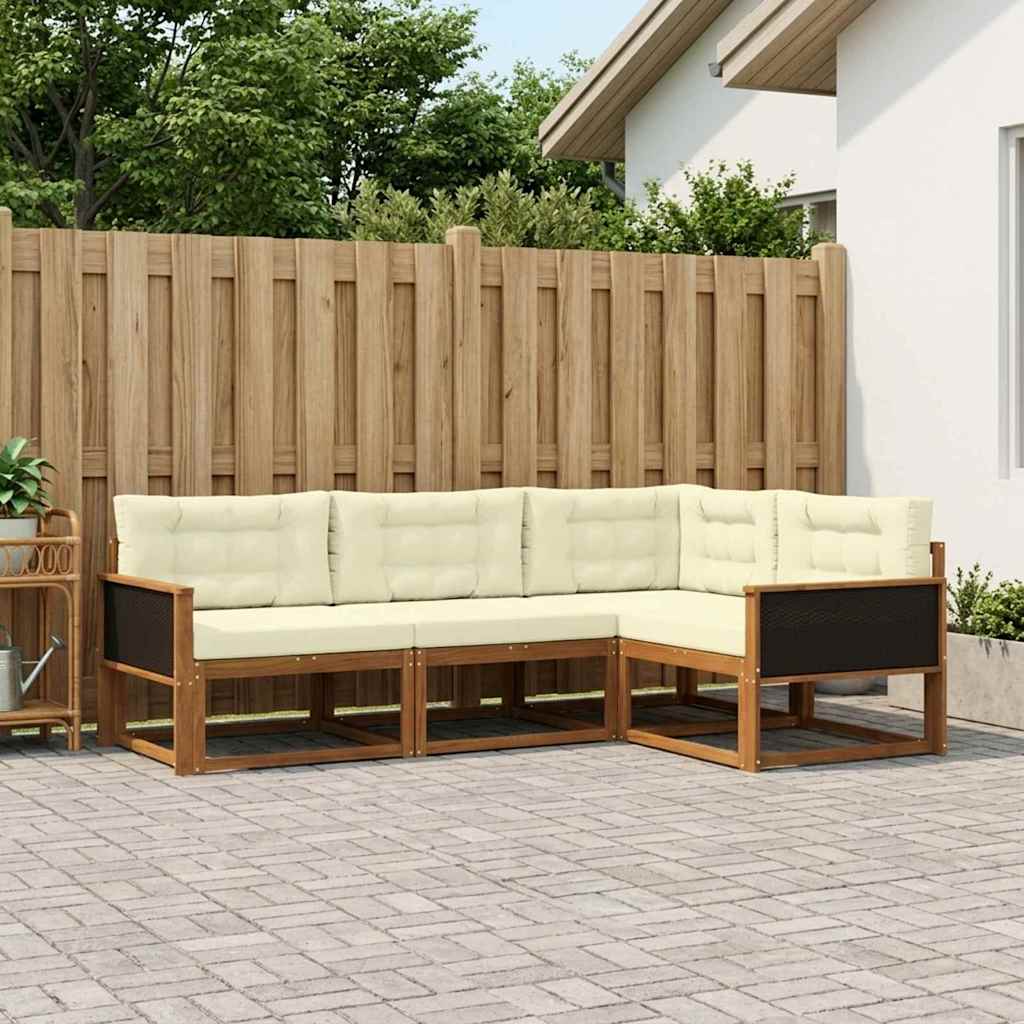 Udendørs sofagruppe med pude 4 pcs Naturlig og Fløde