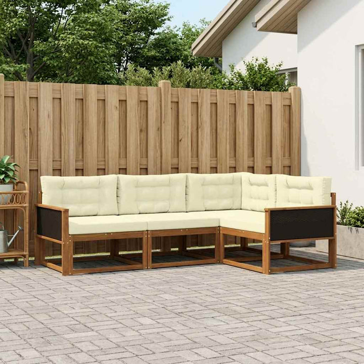 Udendørs sofagruppe med pude 4 pcs Naturlig og Fløde