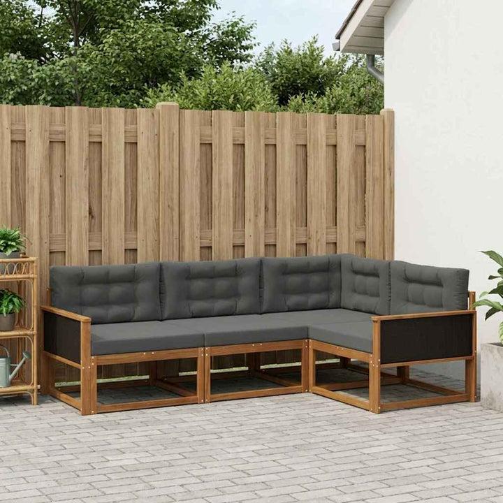 Udendørs sofagruppe med pude 4 pcs Naturlig og Antracit