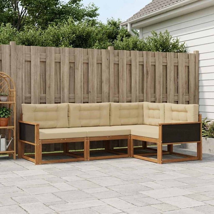 Udendørs sofagruppe med pude 4 pcs Naturlig og Beige