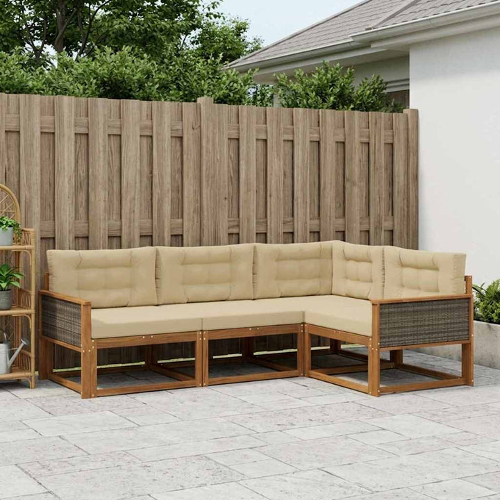 Udendørs sofagruppe med pude 4 pcs Naturlig og Beige