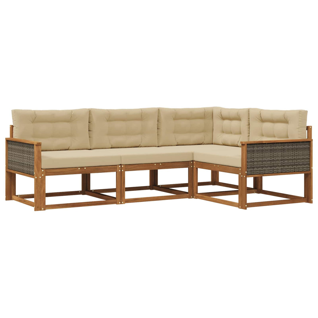 Udendørs sofagruppe med pude 4 pcs Naturlig og Beige