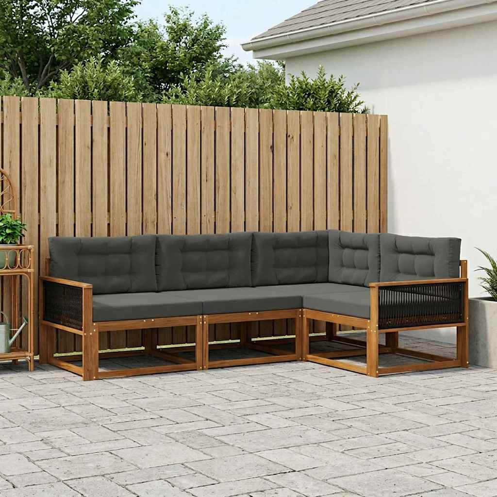 Udendørs sofagruppe med pude 4 pcs Naturlig og Antracit