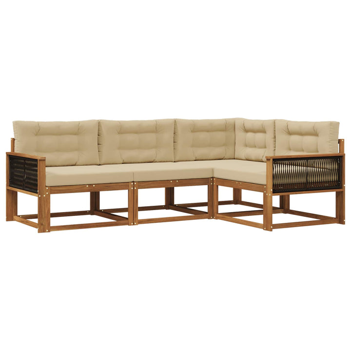 Udendørs sofagruppe med pude 4 pcs Naturlig og Beige