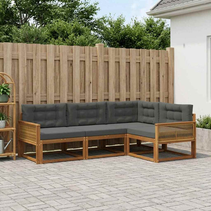 Udendørs sofagruppe med pude 4 pcs Naturlig og Antracit