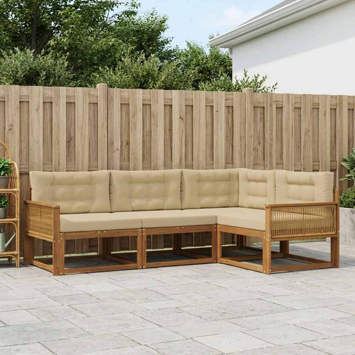 Udendørs sofagruppe med pude 4 pcs Naturlig og Beige