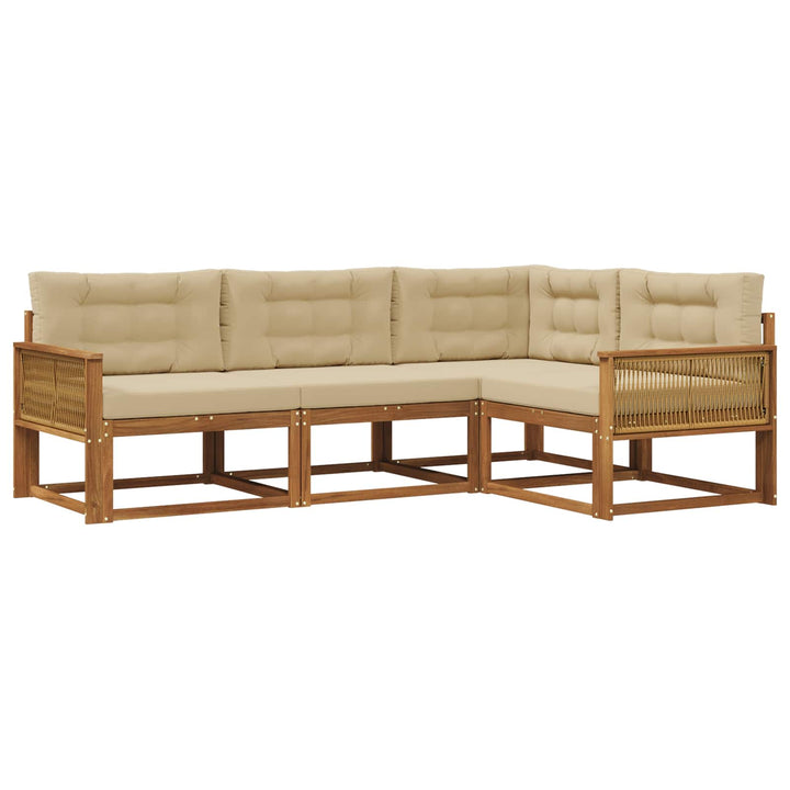 Udendørs sofagruppe med pude 4 pcs Naturlig og Beige