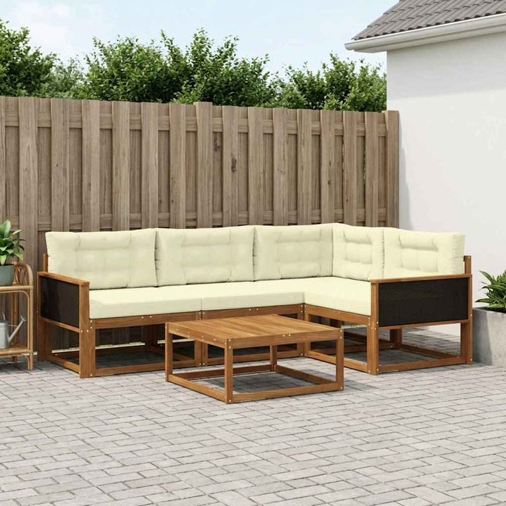 Udendørs sofagruppe 5 pcs Naturlig og Fløde