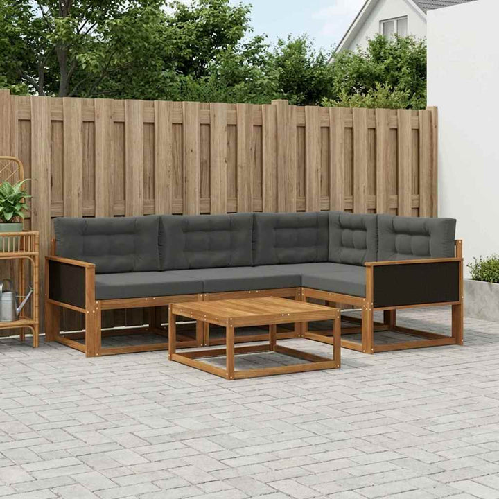 Udendørs sofagruppe med pude 5 pcs Naturlig og Antracit