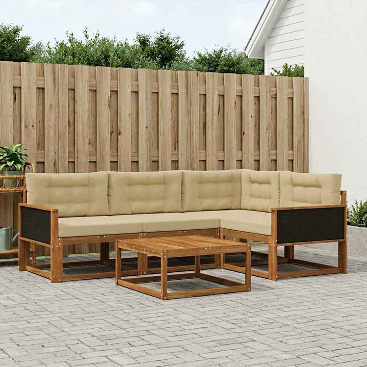 Udendørs sofagruppe med pude 5 pcs Naturlig og Beige