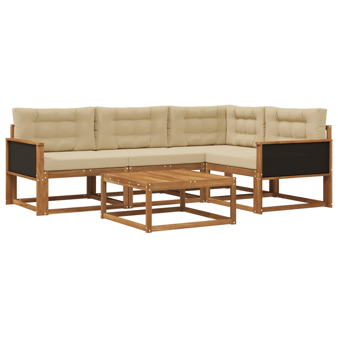 Udendørs sofagruppe med pude 5 pcs Naturlig og Beige