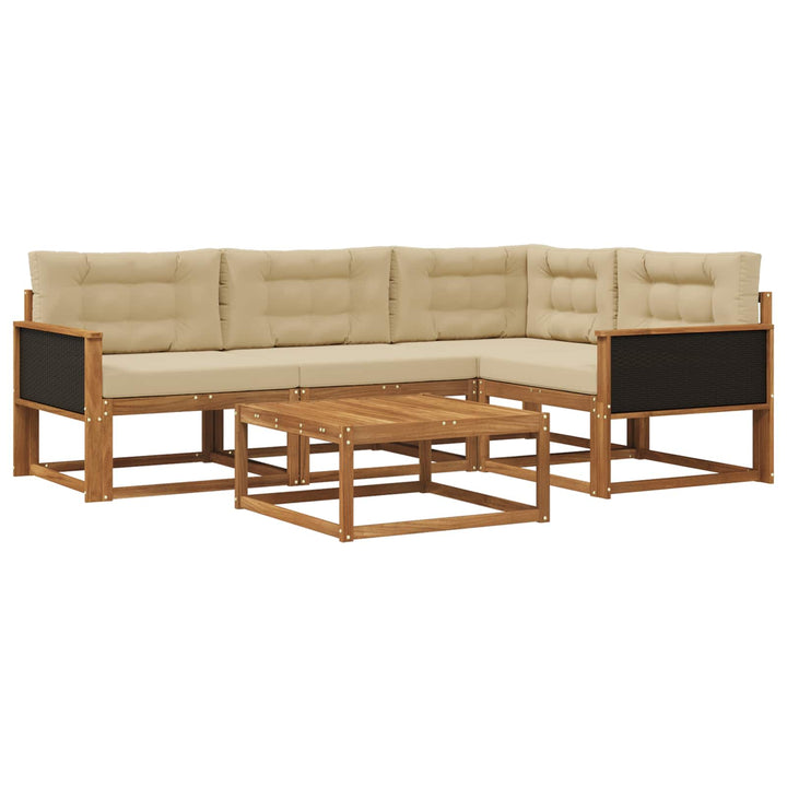 Udendørs sofagruppe med pude 5 pcs Naturlig og Beige