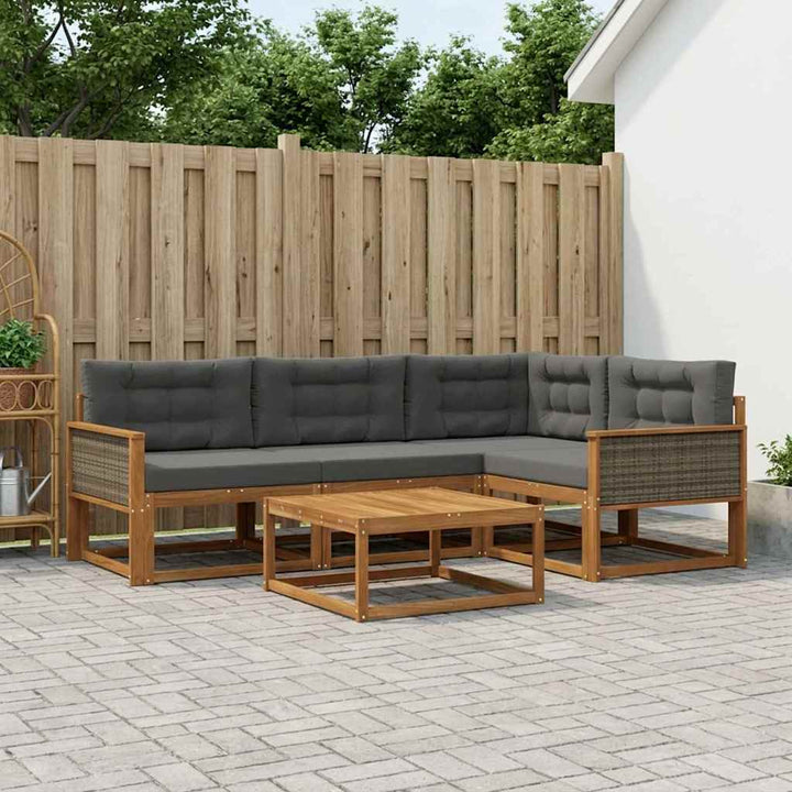 Udendørs sofagruppe med pude 5 pcs Naturlig og Antracit