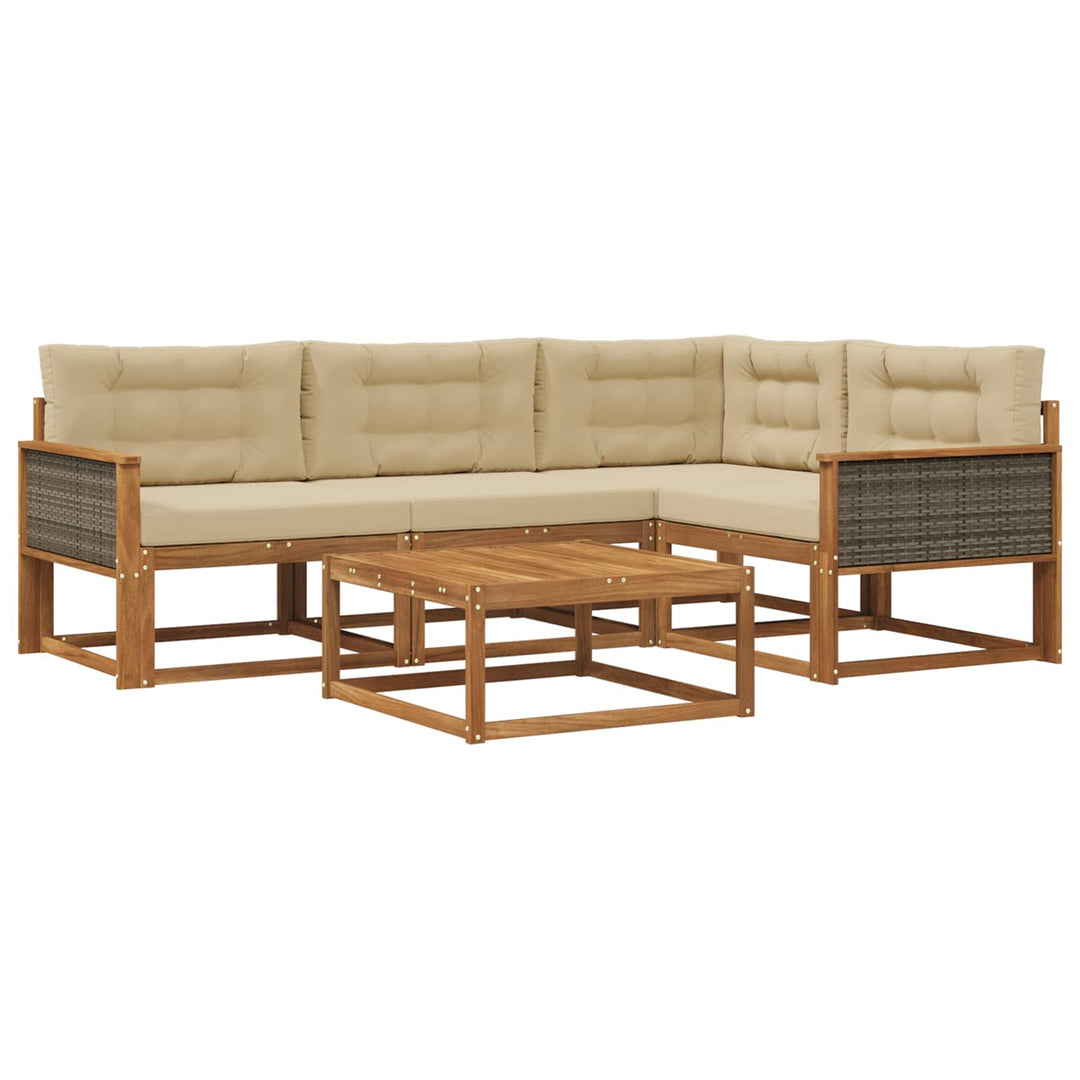 Udendørs sofagruppe med pude 5 pcs Naturlig og Beige