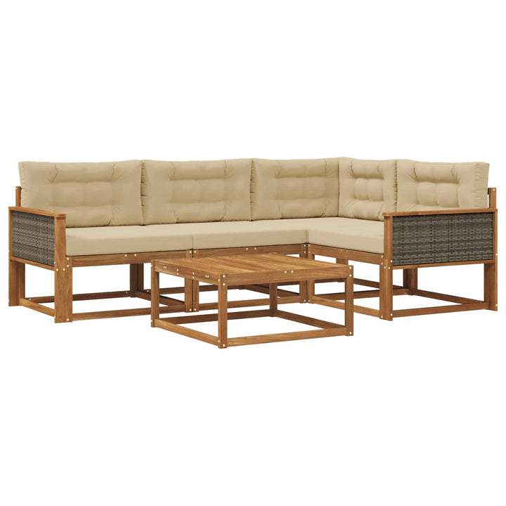 Udendørs sofagruppe med pude 5 pcs Naturlig og Beige