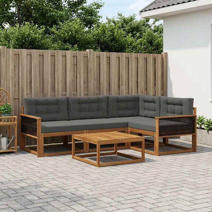 Udendørs sofagruppe med pude 5 pcs Naturlig og Antracit
