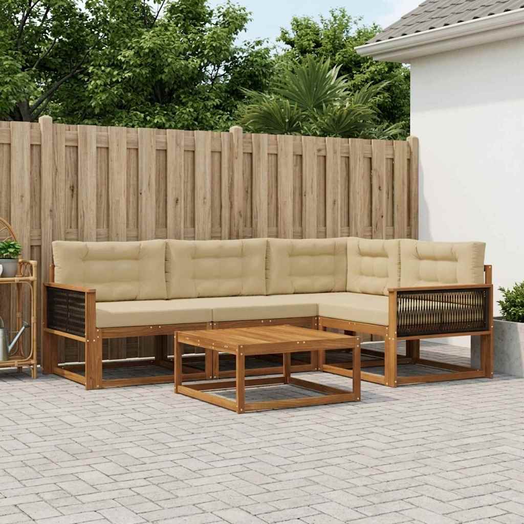Udendørs sofagruppe med pude 5 pcs Naturlig og Beige