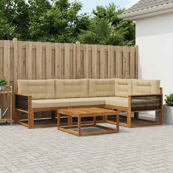 Udendørs sofagruppe med pude 5 pcs Naturlig og Beige