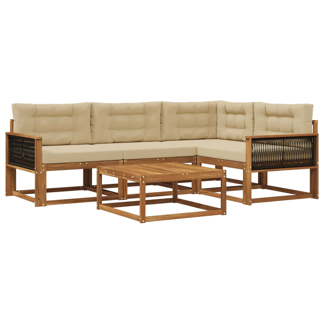 Udendørs sofagruppe med pude 5 pcs Naturlig og Beige