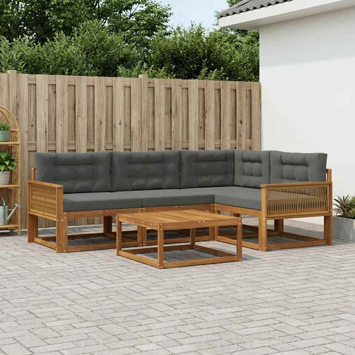 Udendørs sofagruppe med pude 5 pcs Naturlig og Antracit