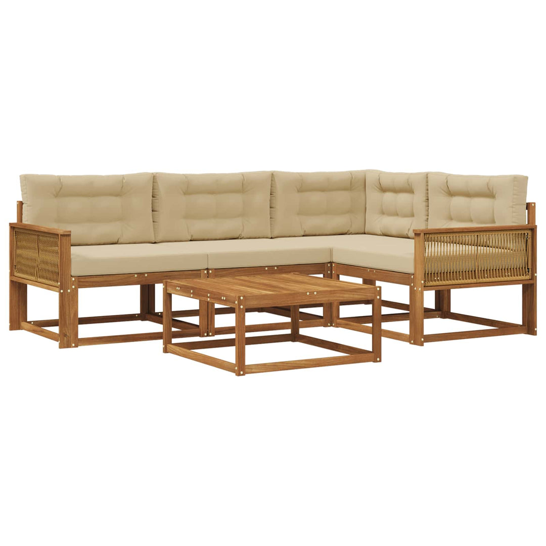 Udendørs sofagruppe med pude 5 pcs Naturlig og Beige
