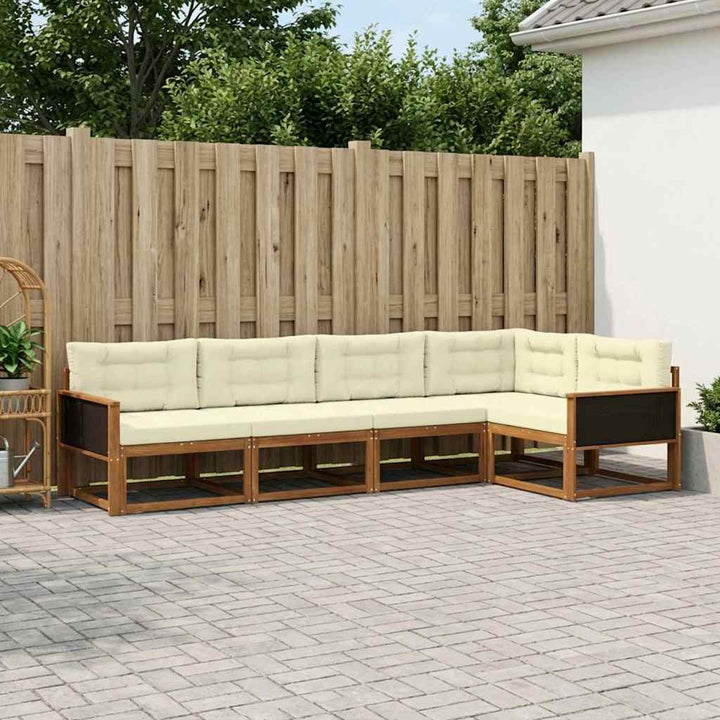 Udendørs sofagruppe 5 pcs Naturlig og Fløde