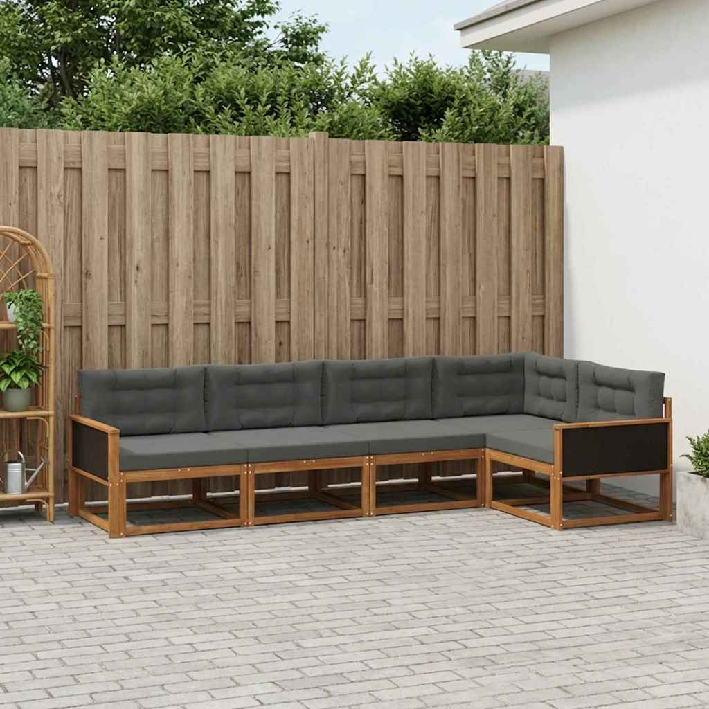Udendørs sofagruppe 5 pcs Naturlig og Antracit