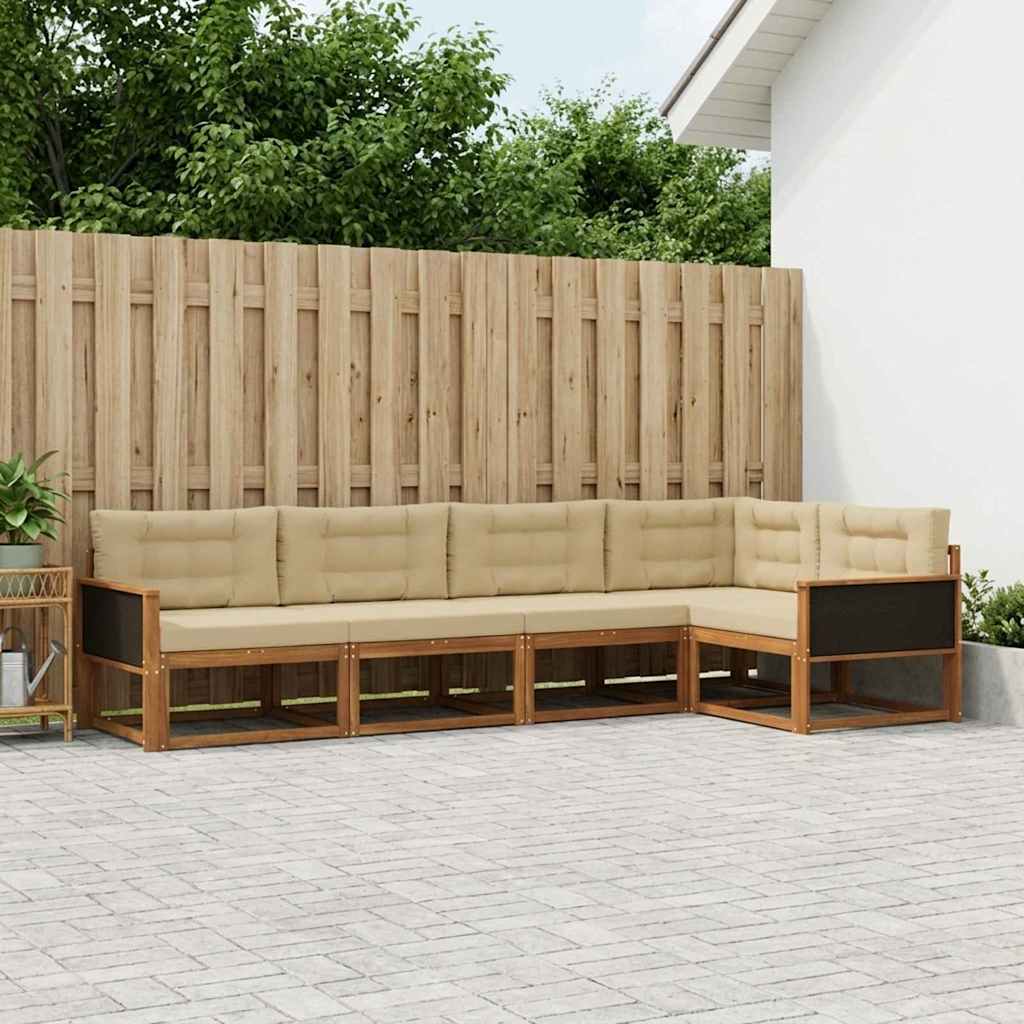 Udendørs sofagruppe 5 pcs Naturlig og Beige