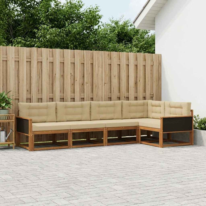 Udendørs sofagruppe 5 pcs Naturlig og Beige
