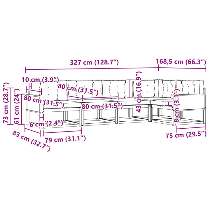 Udendørs sofagruppe 5 pcs Naturlig og Beige