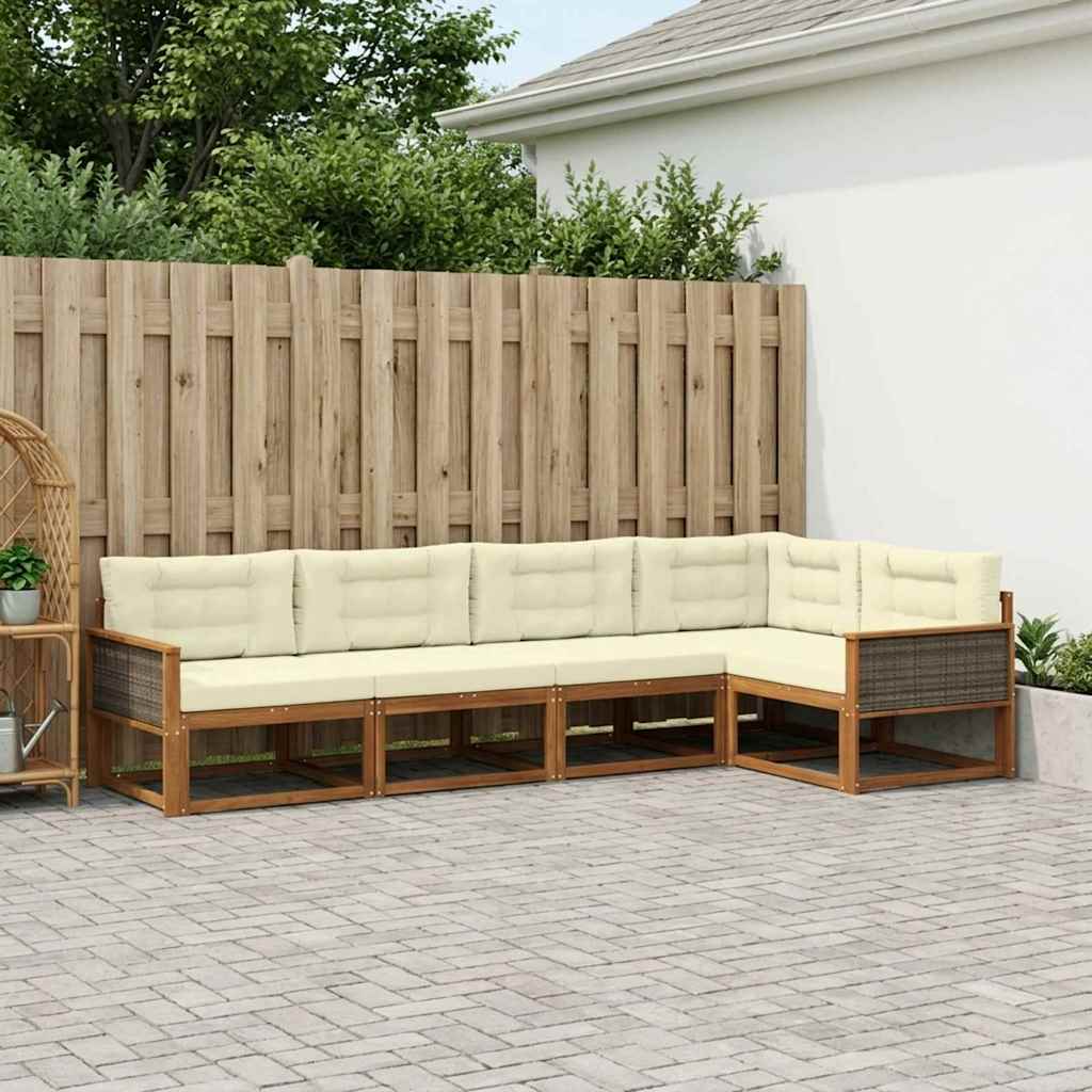Udendørs sofagruppe 5 pcs Naturlig og Fløde