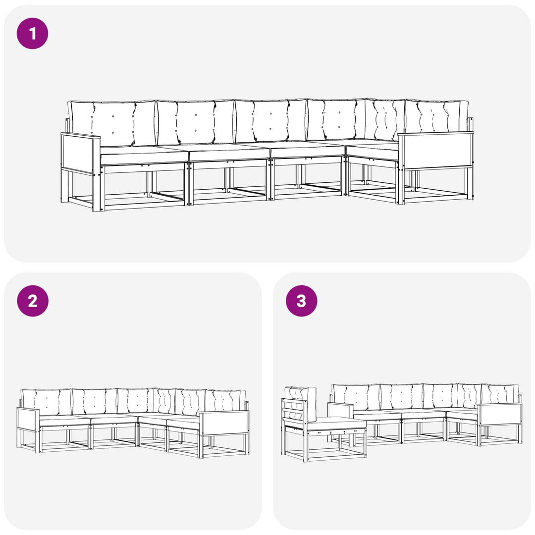 Udendørs sofagruppe 5 pcs Naturlig og Fløde