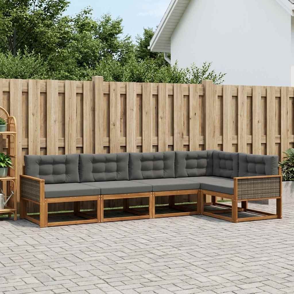 Udendørs sofagruppe 5 pcs Naturlig og Antracit