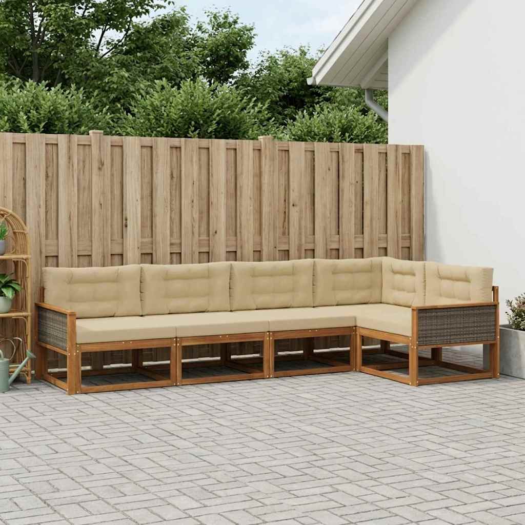 Udendørs sofagruppe 5 pcs Naturlig og Beige