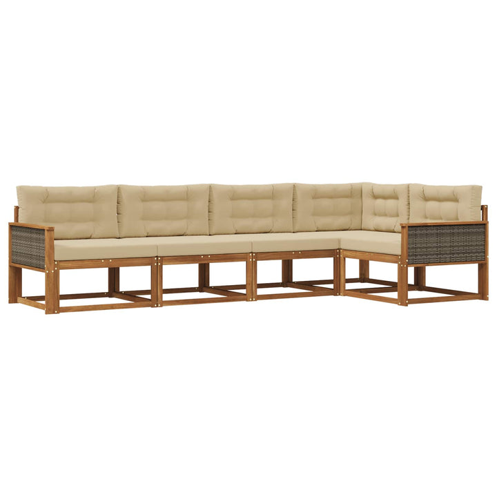 Udendørs sofagruppe 5 pcs Naturlig og Beige